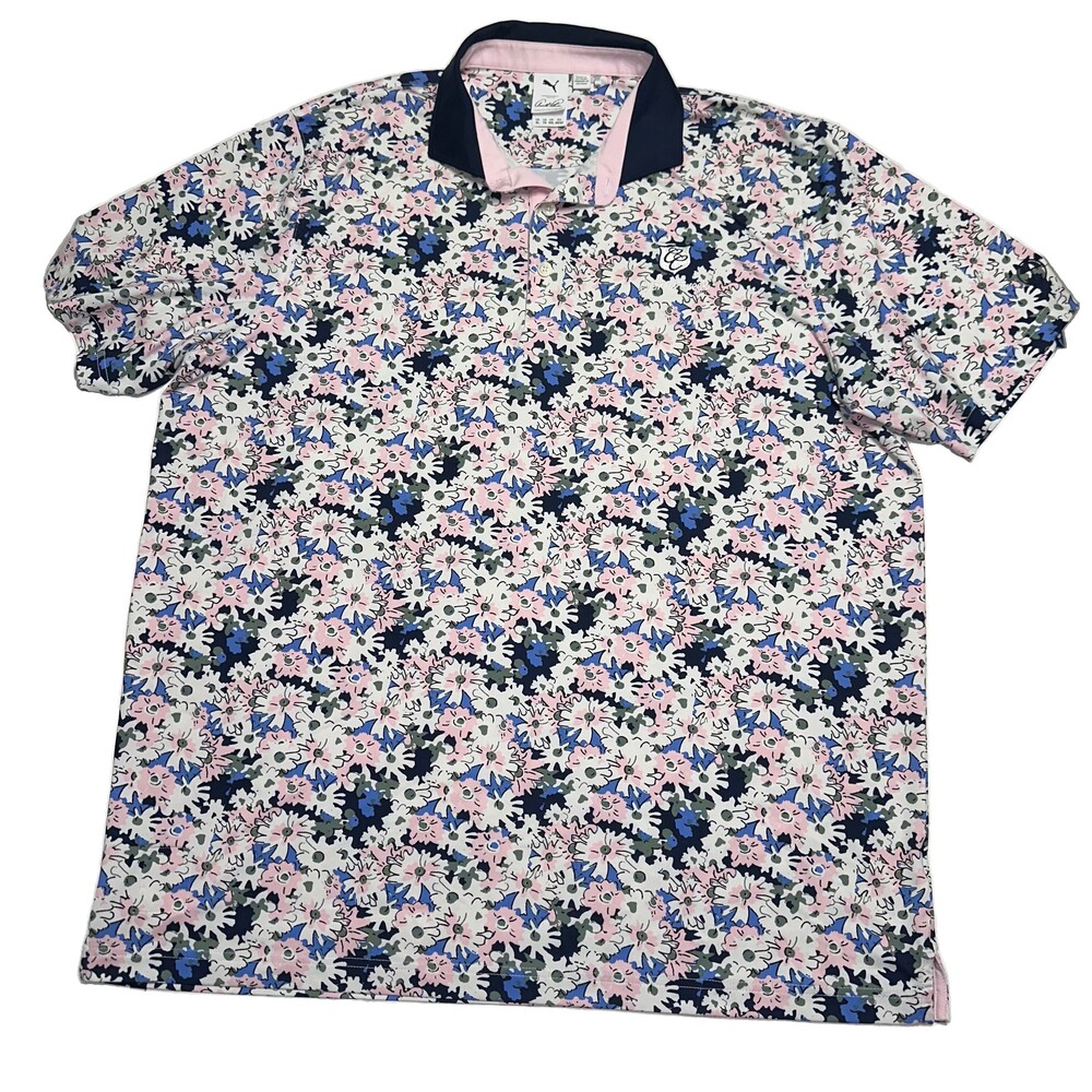 Puma Arnold Palmer Cypress Creek Golf Polo Men’s XL Floral Pink Blue